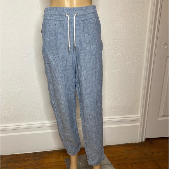 Athleta Retreat Chambray Blue Linen Joggers (fits like L/12) - Picture 3 of 12